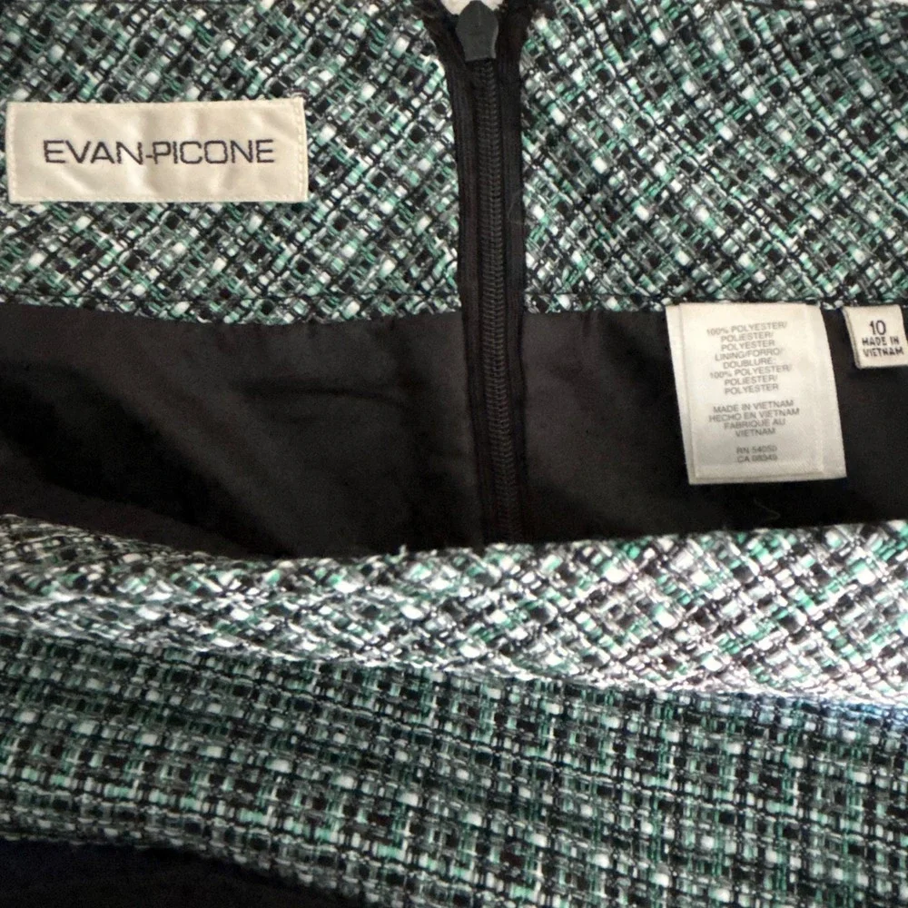 Evan Picone Womens Tweed Pencil Skirt Size 10 Black Green White Career‎